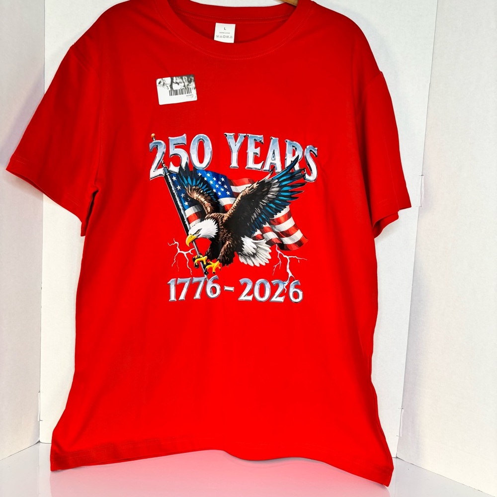 Red Size Large- Unisex- America’s 250th Anniversary Short Sleeve T-Shirt Unisex